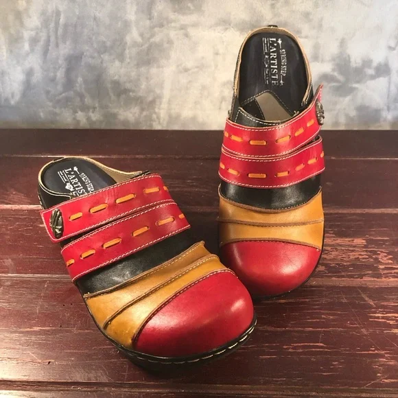 L' Artiste Spring Step Mule Women's Reggae Slide Leather Clogs Size 41/US 9.5 - Picture 1 of 9